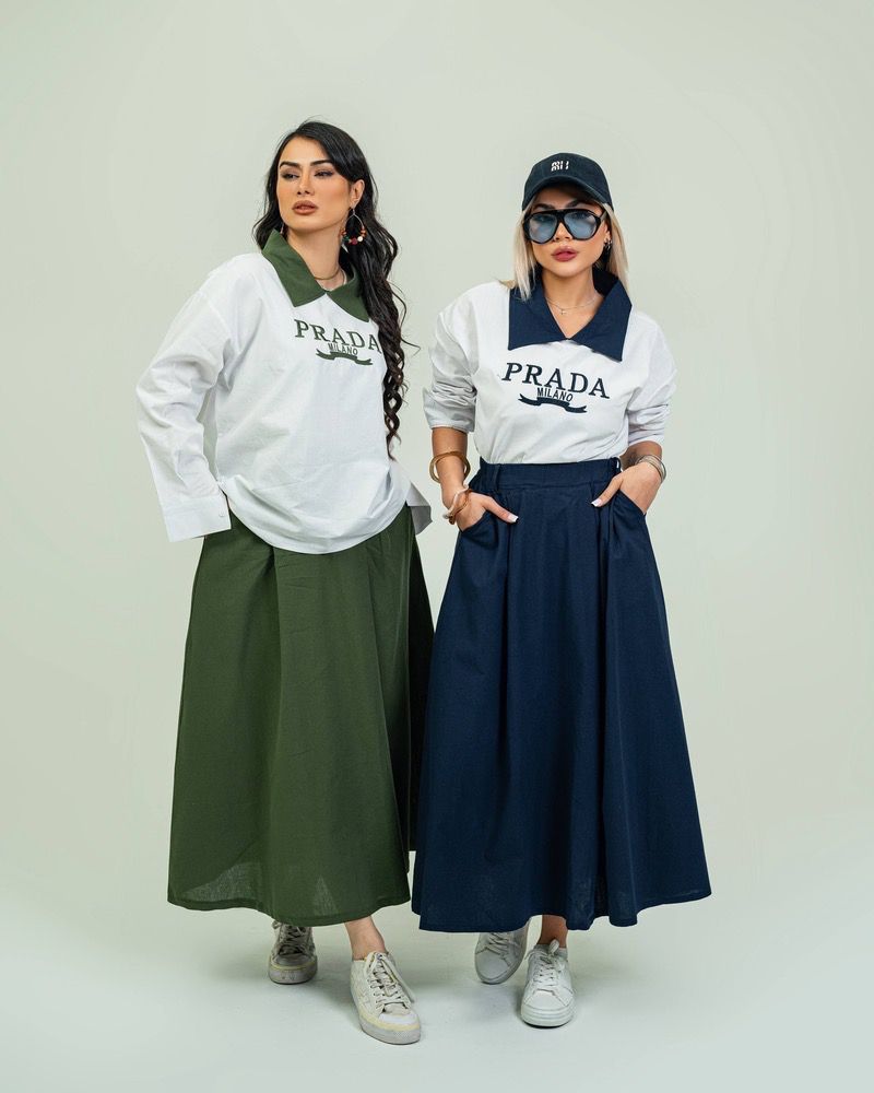 ست شومیز دامن prada جنس لینن درجه یک فری سایز مناسب (۳۶تا۴۴) ارسال رایگان